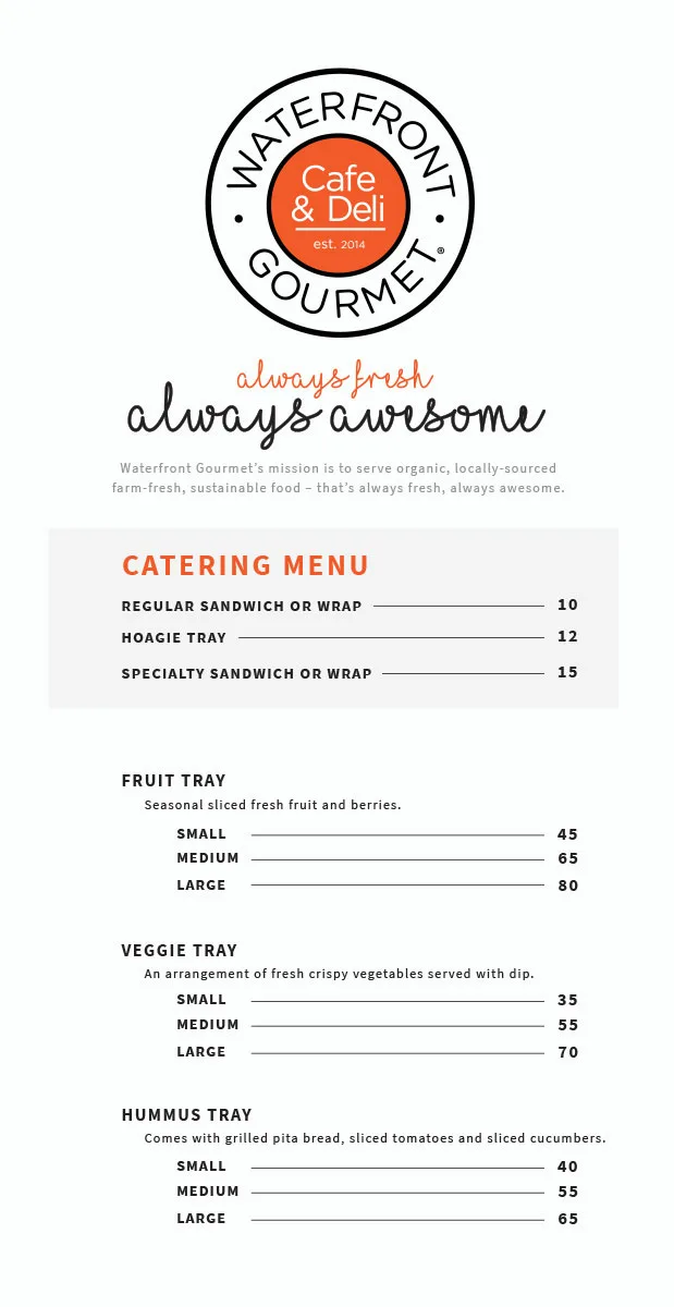 Waterfront Gourmet catering