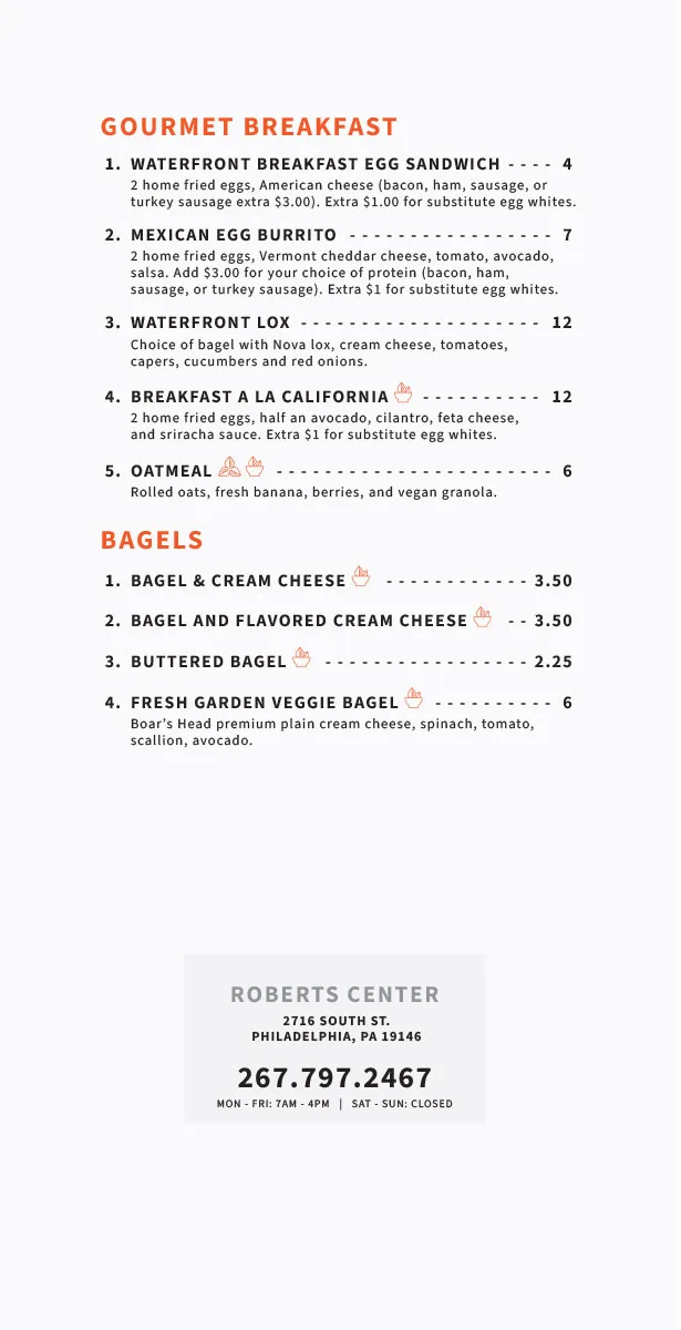 Waterfront Gourmet Menu