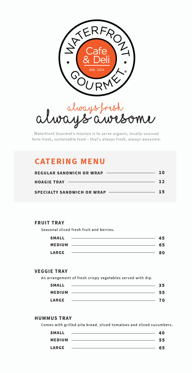Waterfront Gourmet catering