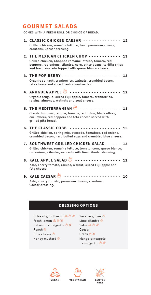 Waterfront Gourmet Menu