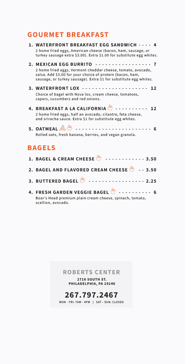 Waterfront Gourmet Menu